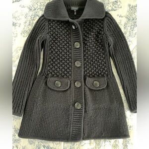 Vtg cardigan Escada Sport Black Button Snaps Wool Blend Knit Size Small